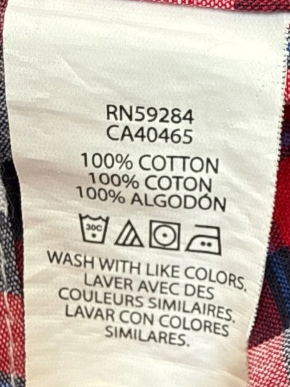 The Children’s Place Boys Plaid Button Front Shirt Red White Blue Size Large